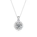 Elegant 925 sterling silver snowflake pendant necklace with brilliant round moissanite stone - Without Certificate / 5 ct