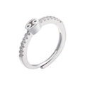 Macro shot of silver Cancer zodiac ring with sparkling cubic zirconia and open band - Cancer / Silver