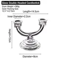 U-shaped transparent glass dual candle holder with solid round base and minimalist design - Double-arm Candle Holder / Clear