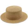 Cappello paglietta minimalista classico con corona piatta in paglia intrecciata naturale - M (56-58cm) / Cachi