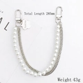 Dual-layer pearl and silver metal chain accessory with engraved flower heart charm - Silver Pearl Double Chain with Flower Hand Strap
