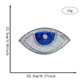 Blue and silver sequin eye embroidery patch for clothing DIY decoration with dimensions - Iridescent Silver Blue Eye