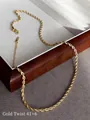 Detail view of 18k gold plated rope chain necklace with adjustable lobster clasp closure - Style 6: Gold Rope Chain 41+6cm (A121H-1)