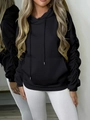 Detail of a black hoodie with unique ruched sleeve design and mirror reflection view - S / Black