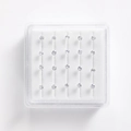 Pack of 25 minimalist silver nose studs with clear round zircon stones in a clear box - White 20PCS Set