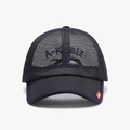 Dark blue mesh trucker hat featuring A-KUBIZ 3D embroidery and breathable rear panels - Adjustable / Navy Blue