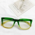 Retro square green and yellow gradient eyewear frames in transparent acetate finish - Gradient Green Yellow / Green Yellow