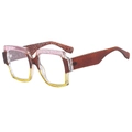 Retro square oversized sunglasses with pink-amber gradient frame and silver glitter finish - Tea Frame