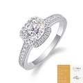 925 silver cushion cut moissanite ring with halo setting and GRA certification - US Size 9 / Square Halo Setting Style with GRA Cert (R13028)