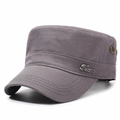 Casquette cadet gris kaki pour homme en sergé de coton avec badge Jeans en métal argenté - Réglable / Gris
