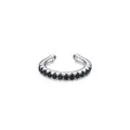 Minimalist S925 sterling silver ear cuff with 11 black pavé-set round stones - 925 Silver / Black Rhinestone Silver (RHE677)