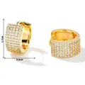 Detailed view of gold hoop earrings with micro-pave cubic zirconia and size dimensions - Gold Micro Pave Zirconia Huggie (1.7cm)