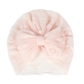Turbante neonato in pizzo rosa con grande fiocco decorativo e tessuto morbido traspirante - Rosa