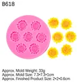Pink daisy sunflower silicone mold with yellow fondant flower replicas for DIY baking - Style 2 (B618) / Pink