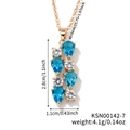 Gold necklace with blue teardrop zircon pendant and detailed size specifications - Gold-Blue Stone