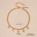 Collar dorado de acero inoxidable con cinco colgantes de trébol e incrustaciones - Estilo de Flor de Trébol de Cuatro Hojas (3# Flor)