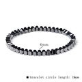 Men's retro hematite beaded bracelet with 4mm faceted beads and 19cm elastic cord - Faceted Cut Beads 4mm