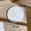 Minimalist 15cm round white textured jewelry display tray on elegant champagne satin fabric - Plaster Round 15*15cm