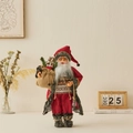 Nordic standing Santa Claus doll with velvet outfit, burlap bag and vintage lantern - Red Figurine With Lantern / 45cm
