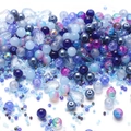 Blue and purple mixed glass beads set with starfish and fish charms for DIY jewelry - Indigo Blue