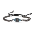 Bracciale regolabile con perline occhio greco, zirconi in rame e cordino intrecciato - CB0060CX / Nero