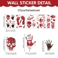 Halloween wall sticker set with 37 bloody handprints skulls and horror themes - 5 Sheets Set (CT24Y11869S_T)