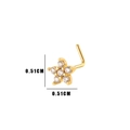 Gold flower nose stud with clear zircons and L-shaped post for nose piercings - No.5 Gold Flower (HSPJ0149)