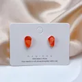 S925 silver needle stud earrings featuring orange pomegranate seed resin crystals - Pomegranate Seed Stud Earrings (7#) / Orange Red