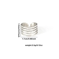 Silver multi-layer titanium steel ring with textured finish, 1.7cm width, 3.5g weight - TYR0406 / Silver Five-layer Parallel
