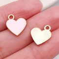 Pink enamel heart charms in gold finish for DIY jewelry making on finger - Pink Heart (15811)