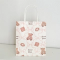 Sweet Bear gift bag with white rope handle featuring heart teddy bear and pink bow - Sweet Bear Biscuit Design