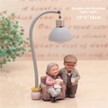 Elderly couple night light figurine for home decor, resin statue 10x6x18cm - Reading/Night Light