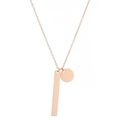 Collier minimaliste en or rose avec barre verticale et pendentifs circulaires - Or rose