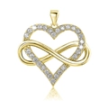Golden S925 silver infinity heart pendant with sparkling clear cubic zirconia stones - Pendant Only (No Chain) / Gold