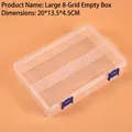 Transparent 8-grid plastic storage box with blue buckle for jewelry and small parts - Large 8-Compartment Empty Box (2-Part) (20x13.5x4.5cm)