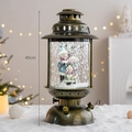 Vintage 40cm bronze snowman family snow globe lantern with automatic swirling glitter effect - Snowman Family Kerosene Lantern Black Gold (Height 40cm)