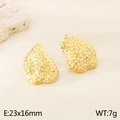 Golden teardrop earrings with hammered texture finish, stainless steel geometric style - Style A-Waterdrop Hammered (KE113020-KFC) / Gold