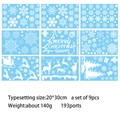 Set de 9 plantillas navideñas con copos de nieve y renos para decorar ventanas - 20*30cm*9 Hojas