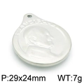 Colgante de gota en acero inoxidable plateado con relieve de Francisco I, de 29x24mm - Papa Color Acero (29*24mm)