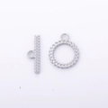 Silver stainless steel OT toggle clasp with detailed leaf texture for jewelry making - DY719-Wheat Ear Texture / Silver