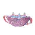Pink sequin unicorn waist bag for girls with adjustable strap and 3D horn detail - 24*7*14cm / Pink