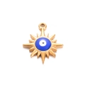 Golden sunburst evil eye pendant charm for DIY earring and bracelet jewelry making - Blue