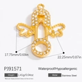 Pendentif aile d'ange épingle de sûreté en acier titane doré avec zircone pour bijoux - Épingle de Sûreté Aile(PJ91571)