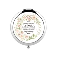 Chrome portable makeup mirror with pink rose wreath and friendship quote print - Friends Like Stars