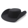 Classico cappello in feltro di lana nero a tesa larga con corona piatta stile Hepburn - M(56-59CM) / Nero