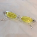 Retro transparent square frame sunglasses with bright yellow lenses and daisy yellow style - Flat Oval Transparent Frame Yellow Lens
