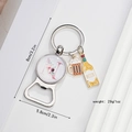 Silver metal bottle opener keychain with letter N charm, beer mug and bottle pendants - Letter N
