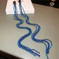 Lange schlangenförmige Quastenohrringe mit blauen Strasssteinen und Silbernadeln - 89# Silbernadel-Blau (Langer Stil)