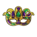 Classic Mardi Gras sequin mask in purple green and gold colors for party costume - Mardi Gras Sequin Mask D-Wave Pattern Jester
