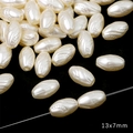 Geschnitzte ovale ABS-Perlen in Cremeweiß, 13x7mm Größe für DIY-Schmuckherstellung - Stil 80 Geprägtes Oval 13x7mm Beige 50 Stk./Packung